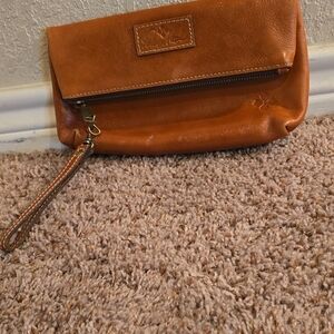 Patricia Nash Tan Leather Wristlet Clutch